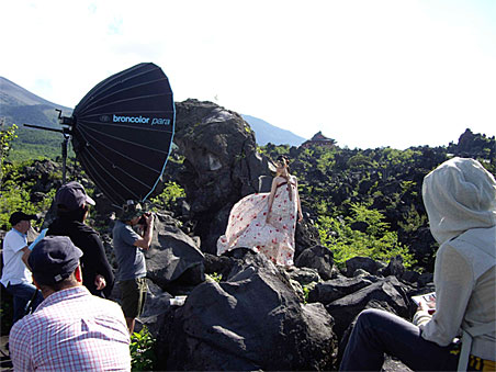 嬬恋村の鬼押出し園での撮影風景